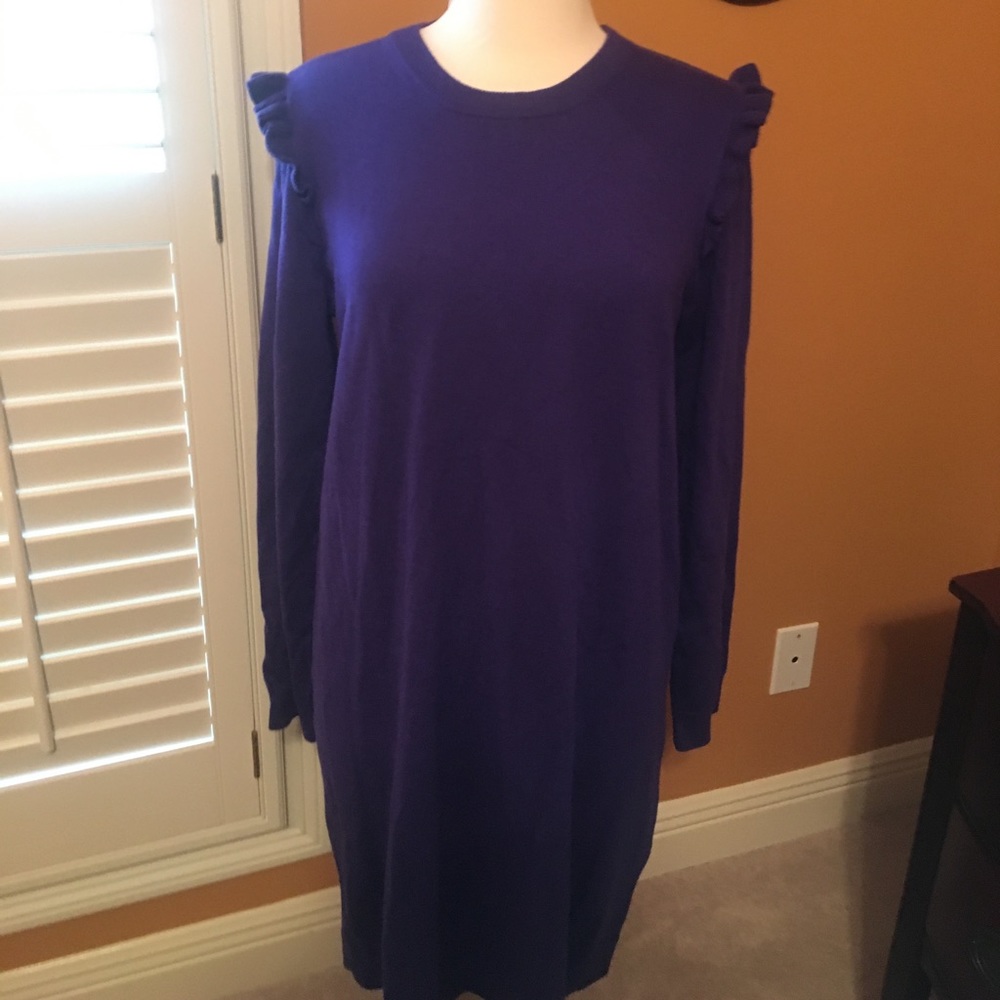 Purple ruffle sweater dress